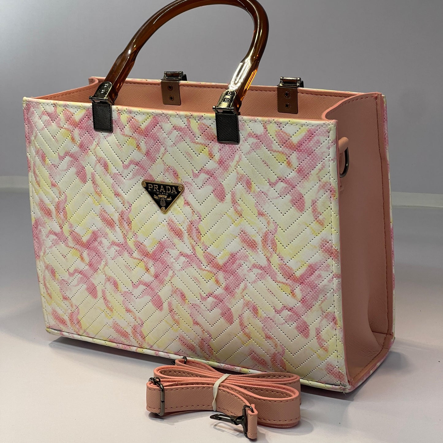 Blush Bloom Quilted Tote - Prada Inspired