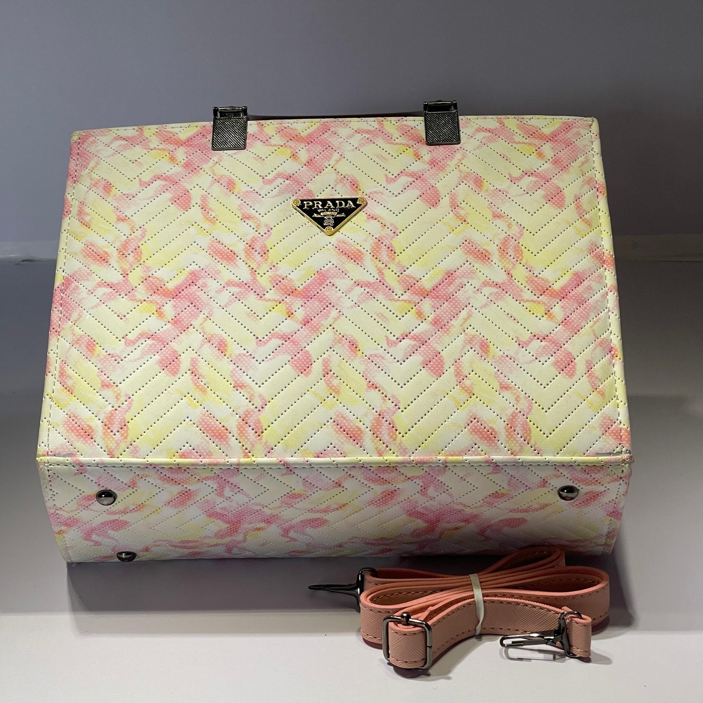 Blush Bloom Quilted Tote - Prada Inspired