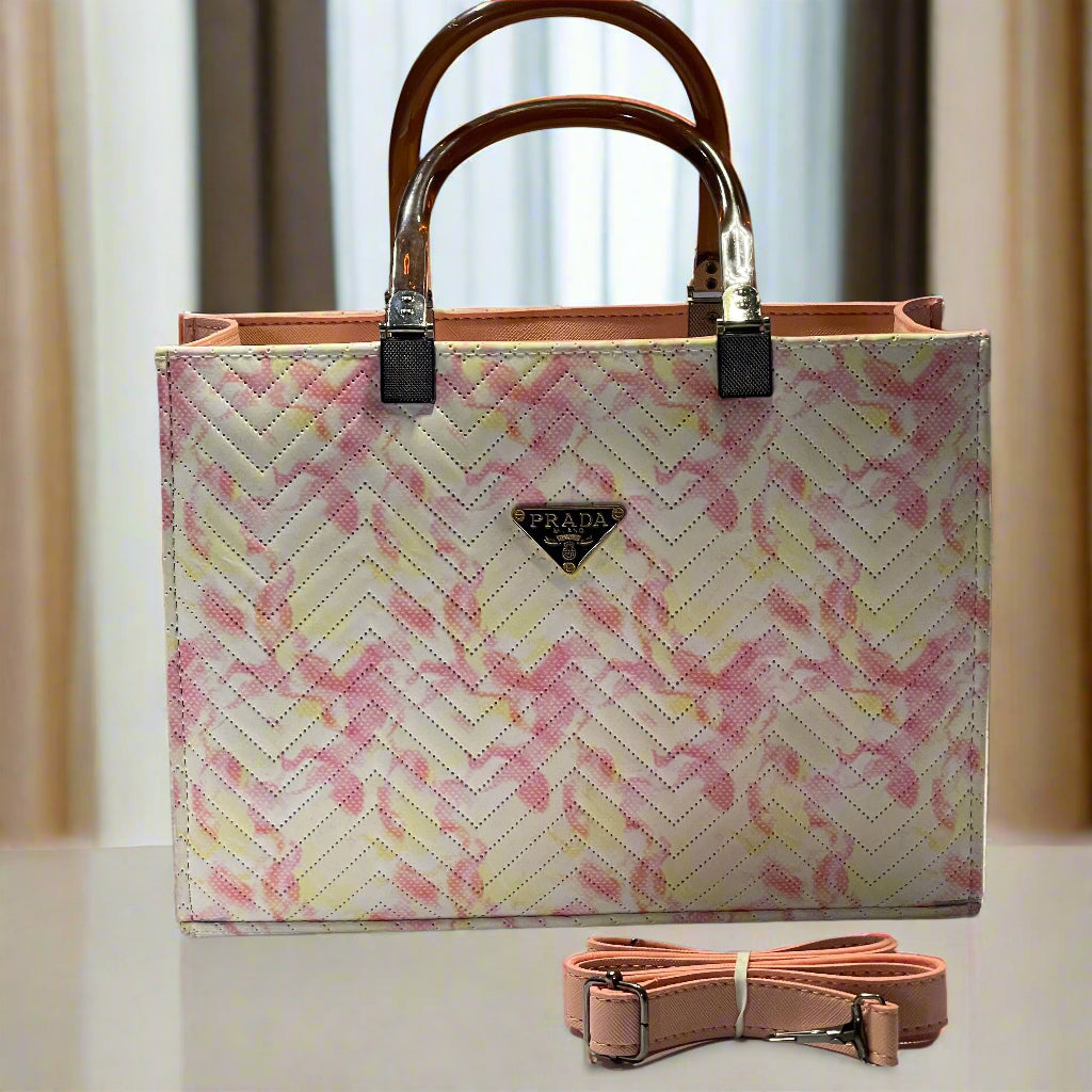 Blush Bloom Quilted Tote - Prada Inspired