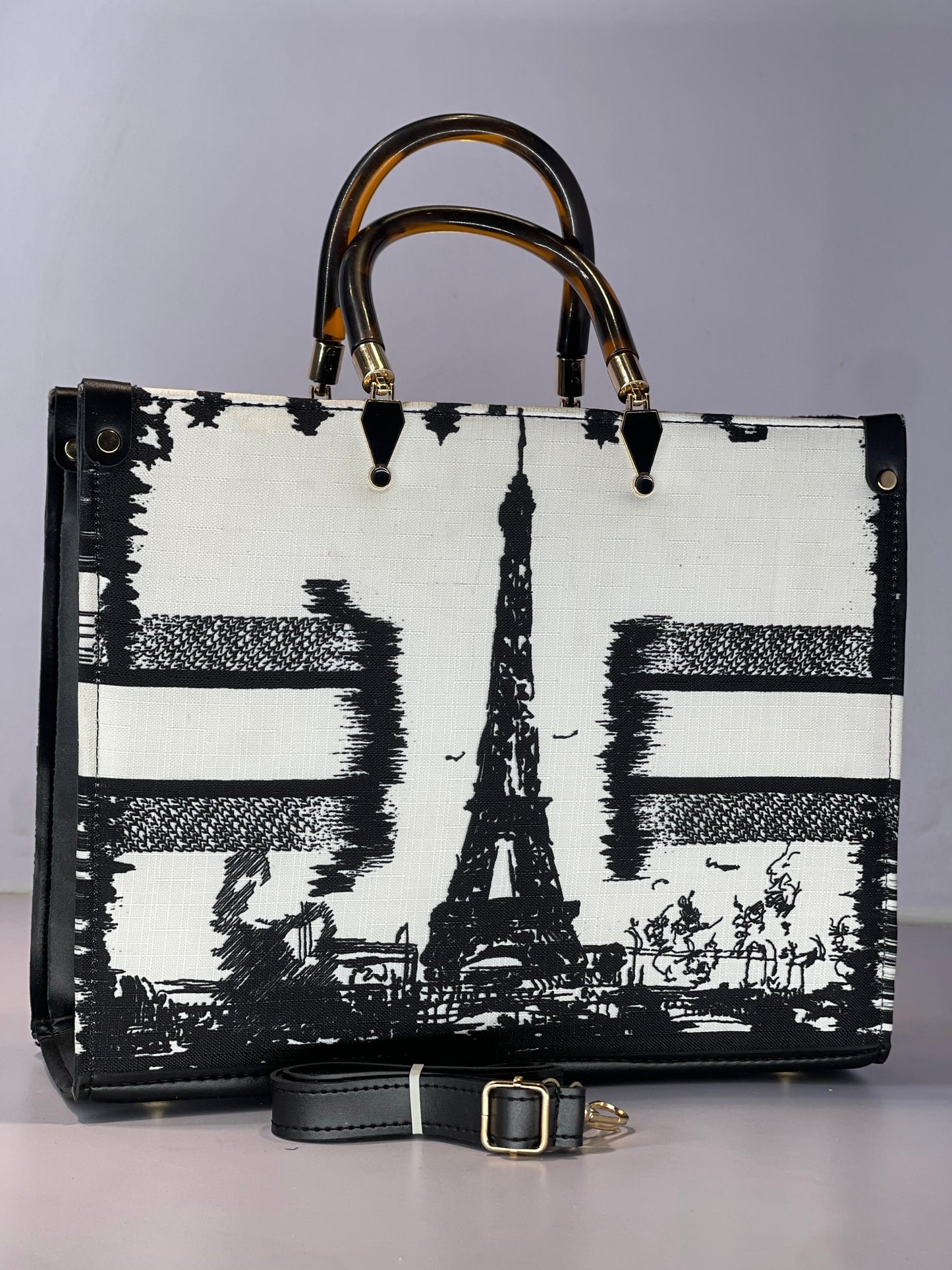 Christian Dior Paris Tote Bag – Elegant Black & White Design