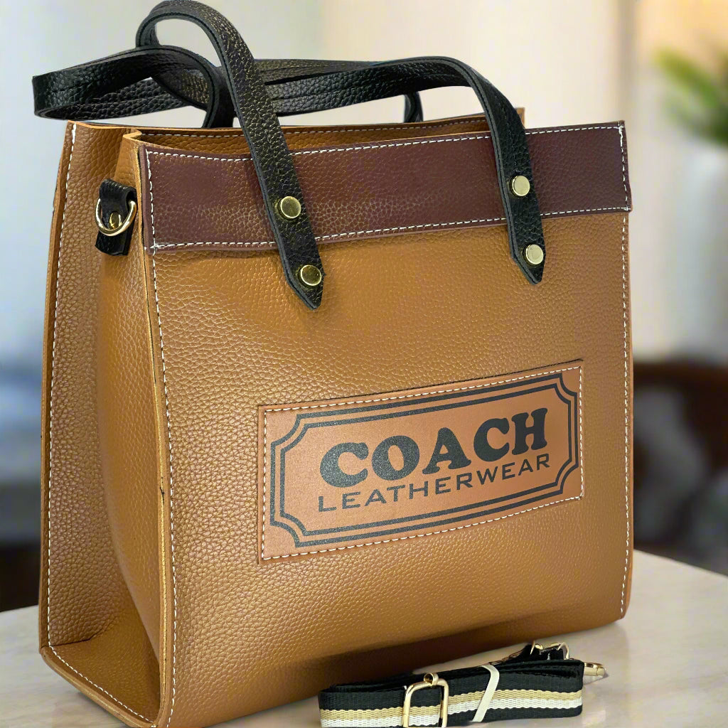 Coach Leatherwear Tote Bag – Classic Brown &amp; Black