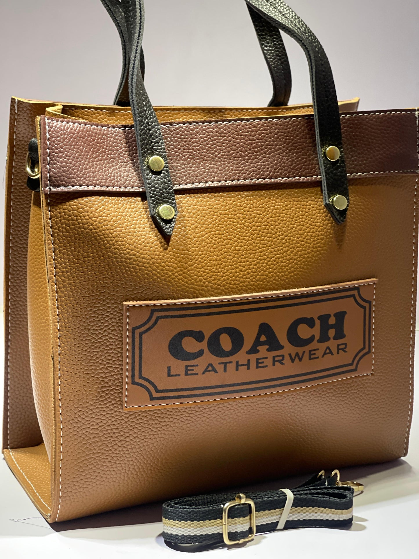 Coach Leatherwear Tote Bag – Classic Brown &amp; Black